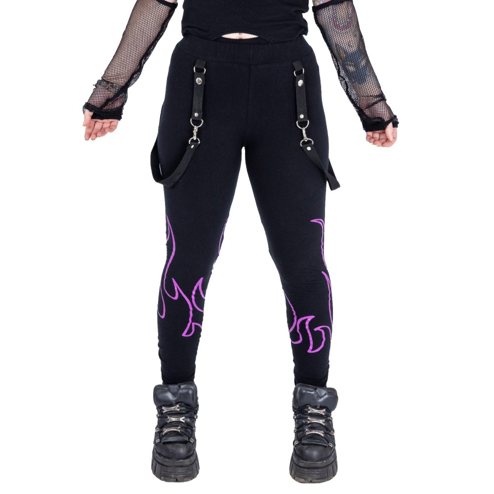 Heartless - Depths Of Hell Legging - Zwart/Paars